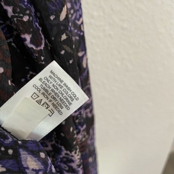 Maurices Dark Ruffle Semi Sheer Blouse Boho Western Feminine Puff Sleeve - Picture 6 of 7